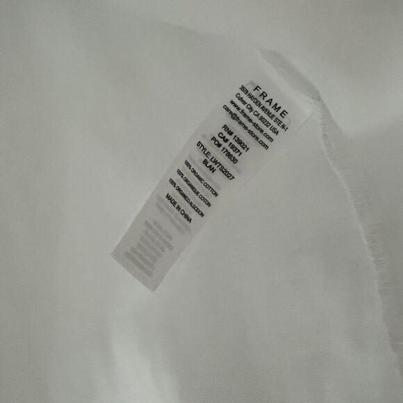 FRAME Ruched-Sleeve Tee Shirt White - Picture 4 of 7